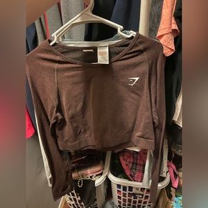 Vital seamless 2.0 crop top in cherry brown marl